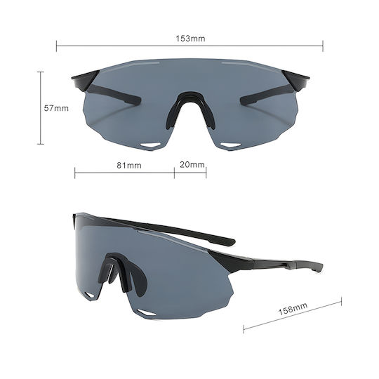 Techsuit Cycling Glasses with Black Frame and Multicoloured Lenses