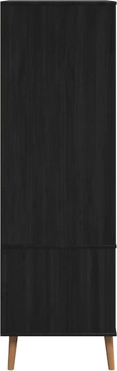 Δίφυλλη Ντουλάπα Μαύρο 90x55x175cm