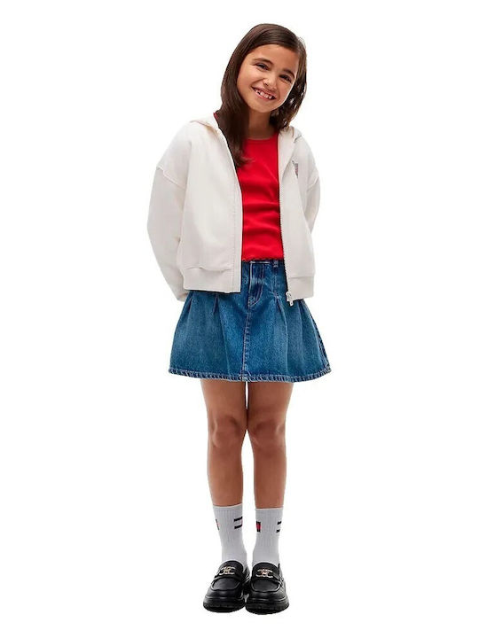 Kinder-Sweatshirt Strickjacke mit Kapuze Weiß