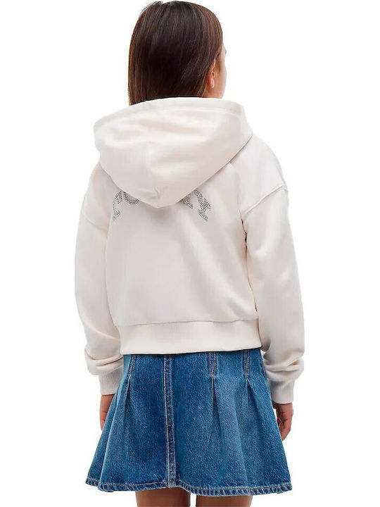 Kinder-Sweatshirt Strickjacke mit Kapuze Weiß