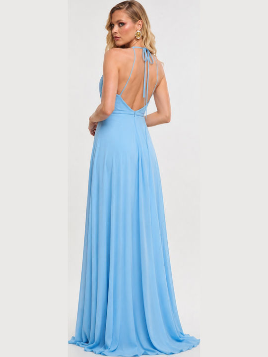 Rochie Maxi De Vară Pentru Nuntă Botez Albastru Deschis