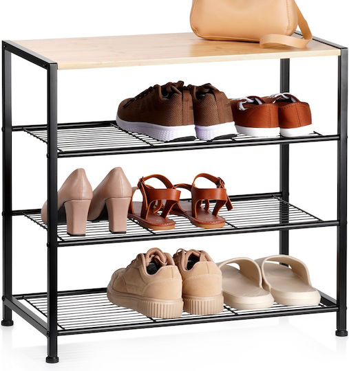 Metal Shoe Organizer Made of Bamboo 60x30x57cm Metal Shoe Organizer Made of Bamboo 60x30x57cm