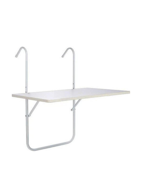Plastic Table for Small Outdoor Spaces Foldable with Metal Frame White 60x40x74cm