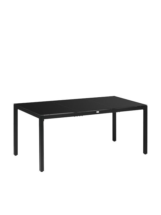 Маса Стабилна със Стъклена Повърхност Черен 180x80x72бр