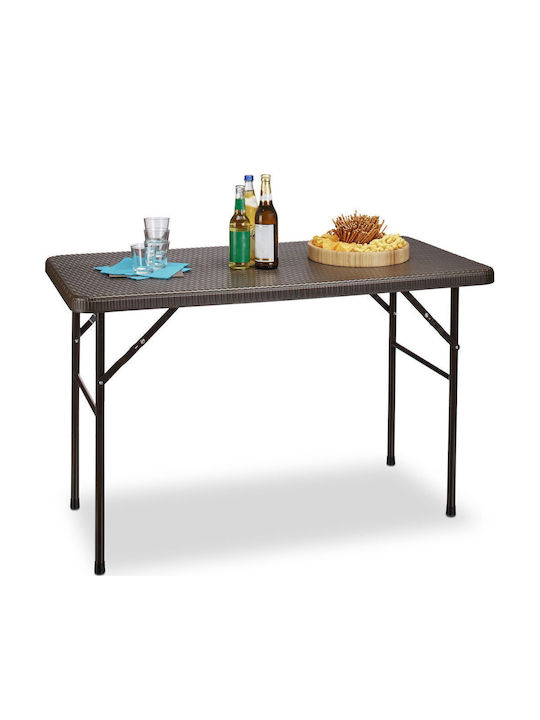 Masă Metalică Pliabilă Pentru Spații Exterioare Mici Culoare Maro Închis 74x74x80cm