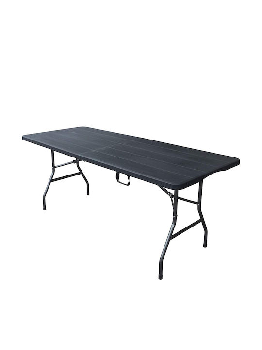 Plastic Masa pentru spații exterioare Pliabil cu schelet metalic Negru 180x74x74buc