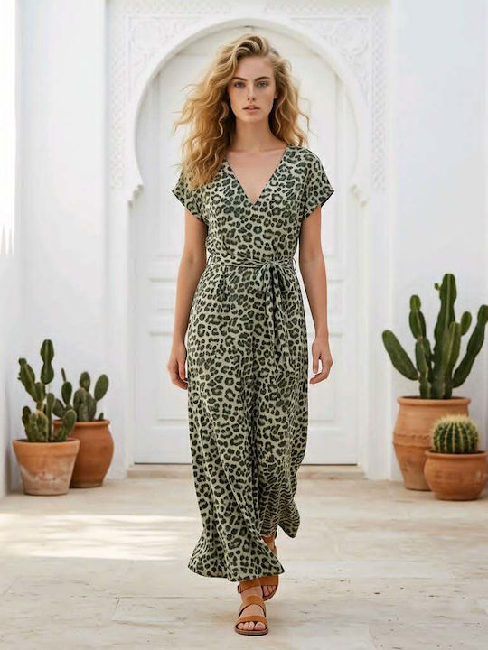 Summer Khaki Animal Print Dress