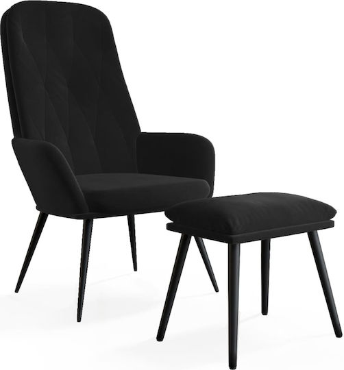 Sessel mit Fußhocker Samt Schwarz 70x77x98cm