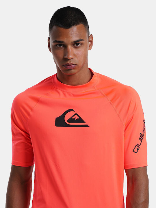 Quiksilver All Time UPF 50 Ανδρική Κοντομάνικη Αντηλιακή Μπλούζα Πορτοκαλί