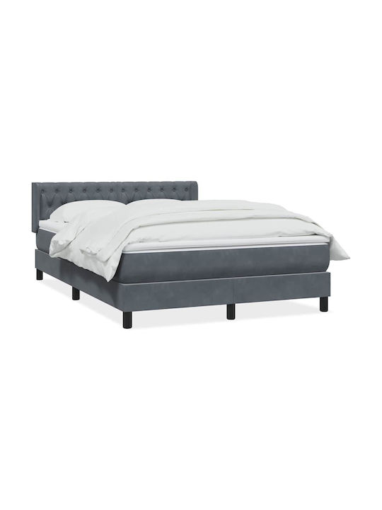 Vidaxl Pat Box Spring Saltea Gri Închis 160x210cm Catifea 1 Buc Dubla Gri