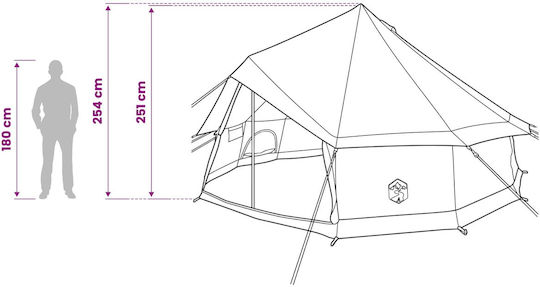 vidaXL Campingzelt Teepee Grau 4 Jahreszeiten 400x400x250cm