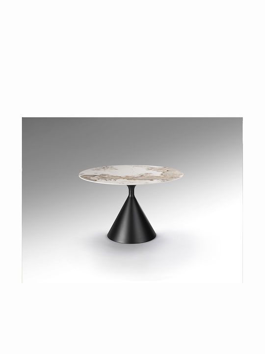 Pandora Round Dining Table with Marble Surface Black 120x120cm