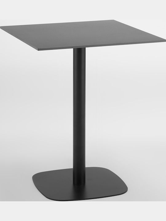 Quadra Square Kitchen Table with Stone Surface Black 60x60x74cm
