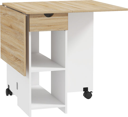 Masă Bucătărie Extensibilă Pliabilă Din Lemn Stejar 120x72x75cm