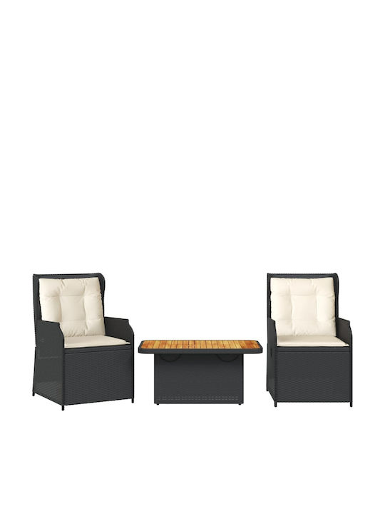 Garden & Outdoor Furniture Sets Living Room Set 3 Pieces Black with Pillows