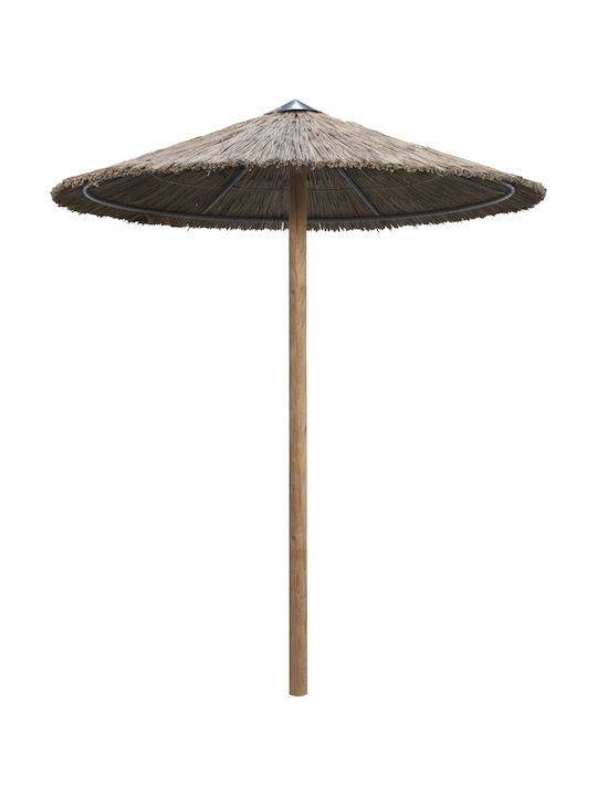Profesională Umbrelă Rotundă Umbrelă de grădină și terasă Din lemn Maro Φ2.16m HM5896