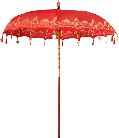 Round Wooden Red Garden & Terrace Parasol F2.5xY2.5m