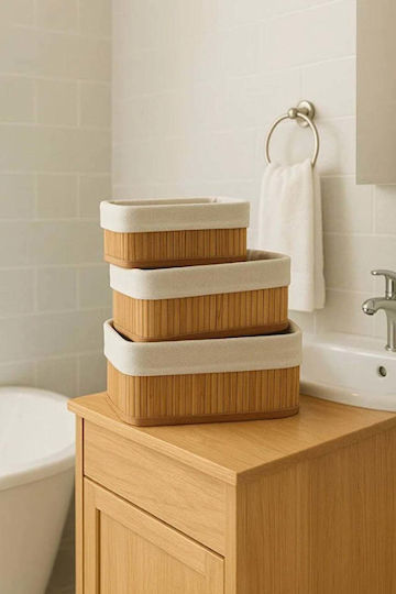 SteweHome Set Dekorative Körbe Bambus Mehrfarbig 20x20cm 3 Stück