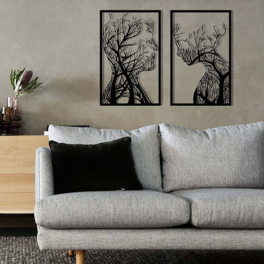 Wall Decor Black Metal 80x63cm 2 Pieces Wall Decor Black Metal 80x63cm 2 Pieces