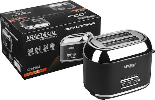 Kraft & Dele Φρυγανιέρα 2 Θέσεων 1000W Μαύρη