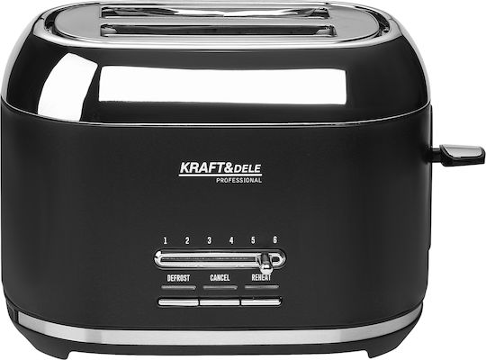 Kraft & Dele Φρυγανιέρα 2 Θέσεων 1000W Μαύρη