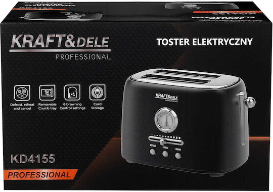 Kraft & Dele Тостер Двуместен 1000W Черен