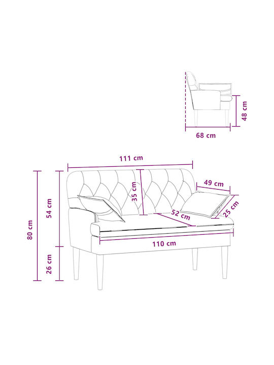 Two-Seater Couch Cream 111x68x80 cm