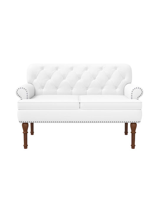 Two-Seater Velvet White Couch 120x65x77 cm