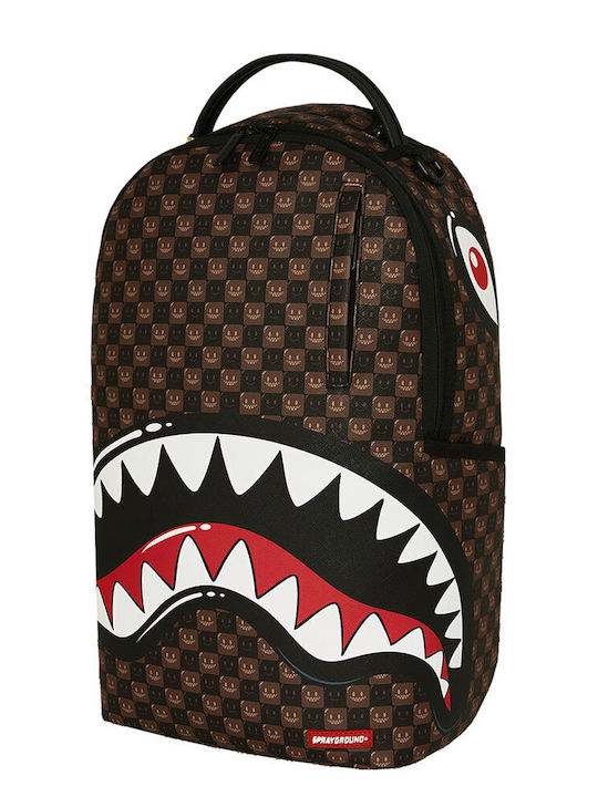 Sprayground Sharks In Paris Wtf Bubble Brown Check School Backpack Brown