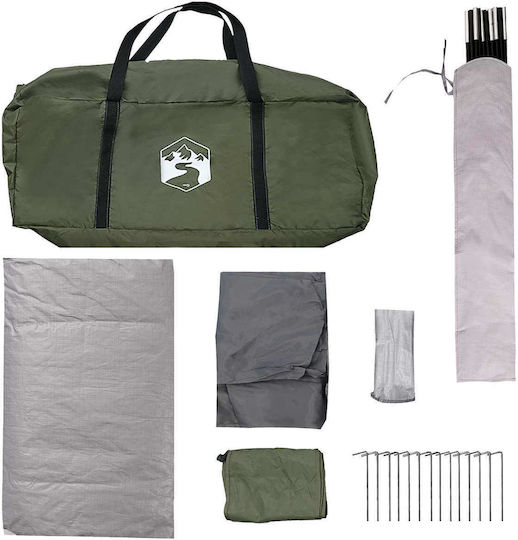 vidaXL Campingzelt Tunnel Khaki 4 Jahreszeiten 400x260x200cm