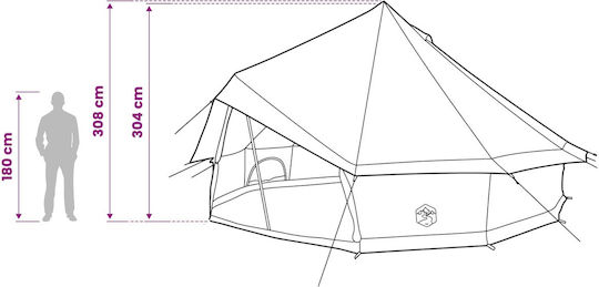 vidaXL Σκηνή Camping Teepee Χακί 4 Εποχών 500x500x300εκ.