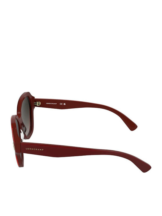 Longchamp Woman Sunglasses with Burgundy Horn-Rimmed Frame and Burgundy Gradient Lens