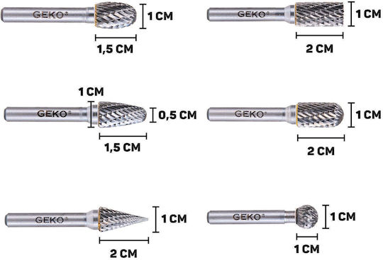 Tungsten Carbide Metal Router Bit Set 6mm Geko