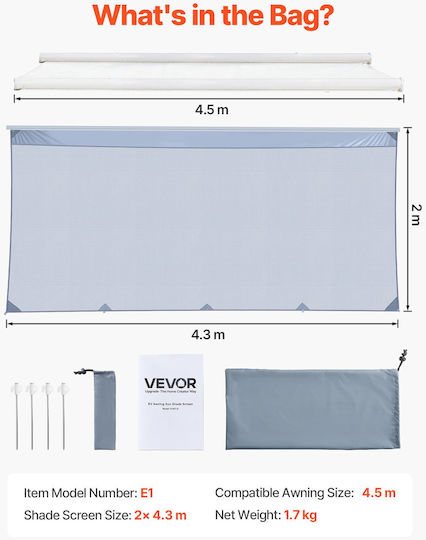 Vevor Πανί Σκίασης 2x4.3m