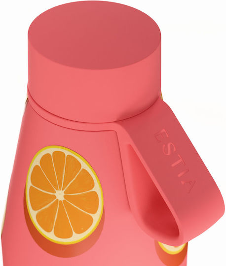 Estia Flow Save The Aegean Recyclable Thermos Bottle Stainless Steel BPA Free 500ml Orange Pop