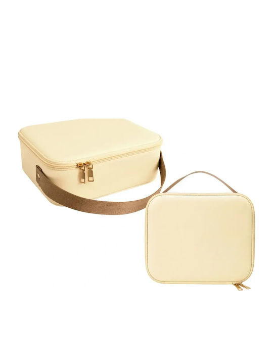 Toiletry Bag for Cosmetics with LED Mirror Hard Construction Adjustable Dividers