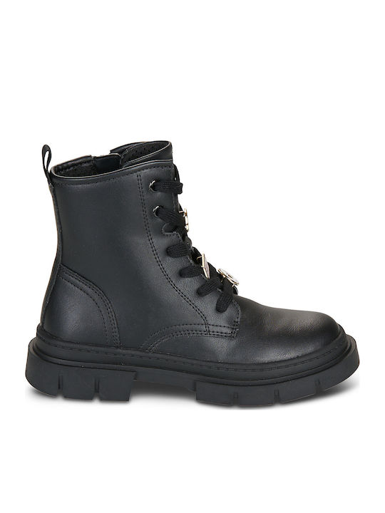 Kids Military Boots with Laces Black
