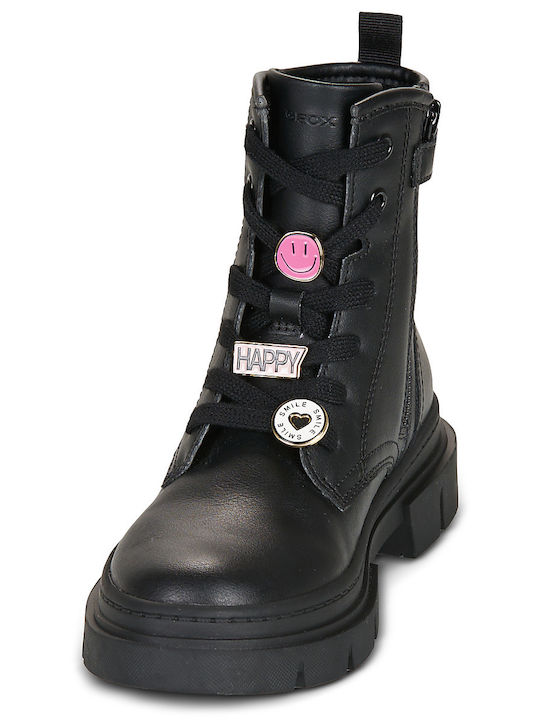 Kids Military Boots with Laces Black