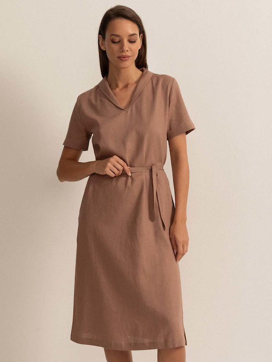 Καλοκαιρινό Midi Σεμιζιέ Φόρεμα Cool Flax In/viscose