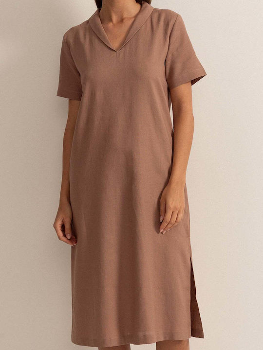 Καλοκαιρινό Midi Σεμιζιέ Φόρεμα Cool Flax In/viscose