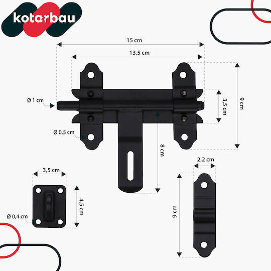 Kotarbau Garage Gate Latch Lock Door Gate Steel Black 150 Mm + Padlock