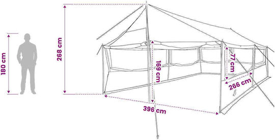 vidaXL Къмпинг сцена Каки 600x400x268см