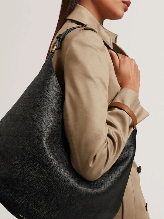 Ammilia Bar Detail Leder Damen Hobo Tasche Schwarz