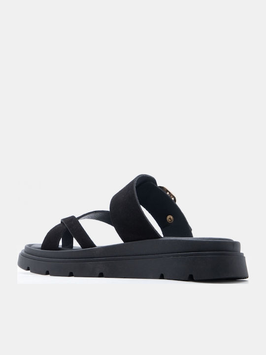 Deri Damen Flatforms Schwarze