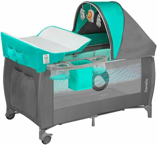 Lionelo Playpen with 2 Levels Changing Table & Mattress Turquoise
