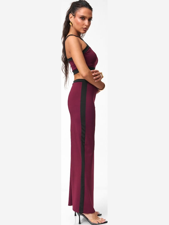Set With Maxi Burgundy Skirt