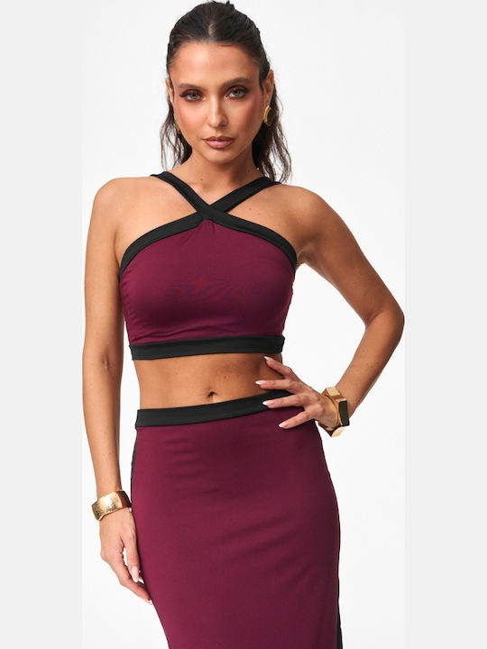 Set With Maxi Burgundy Skirt