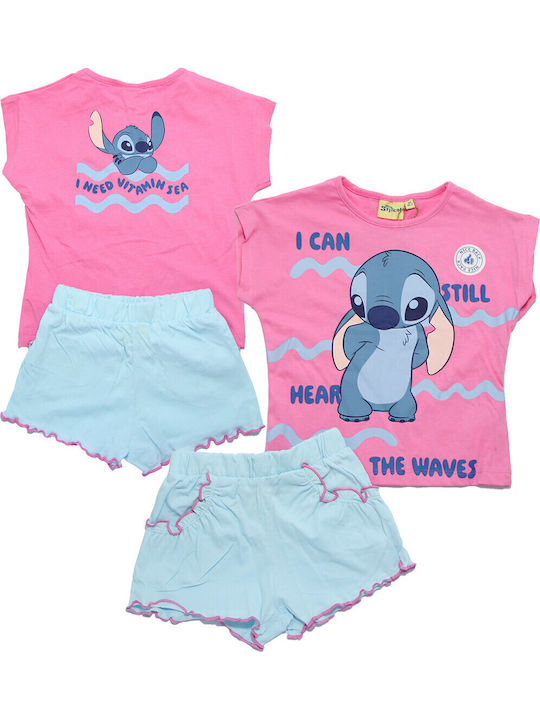 Kids Set with Shorts Summer 2 Pieces Pink Lilo & Stitch