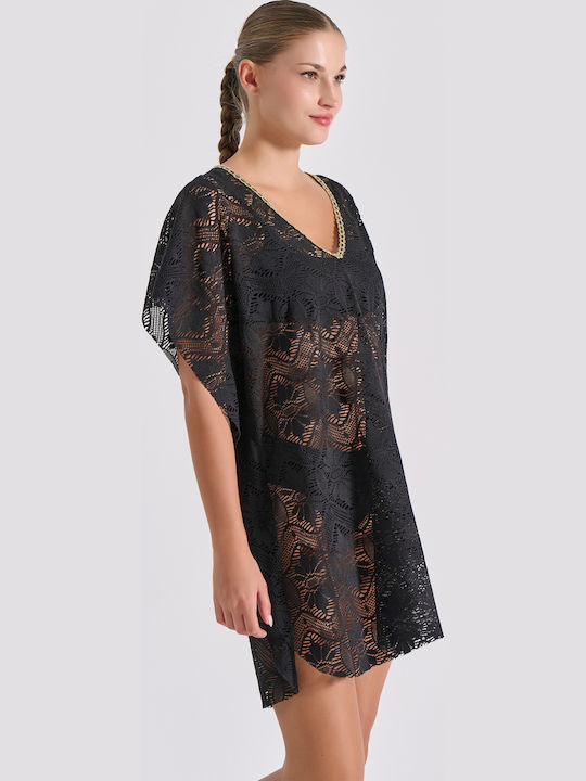 Milena by Paris Καφτάνι Παραλίας Μαύρο Milena by Paris Καφτάνι Παραλίας Μαύρο