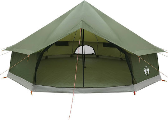vidaXL Σκηνή Camping Teepee Πράσινη 600x600x350εκ.